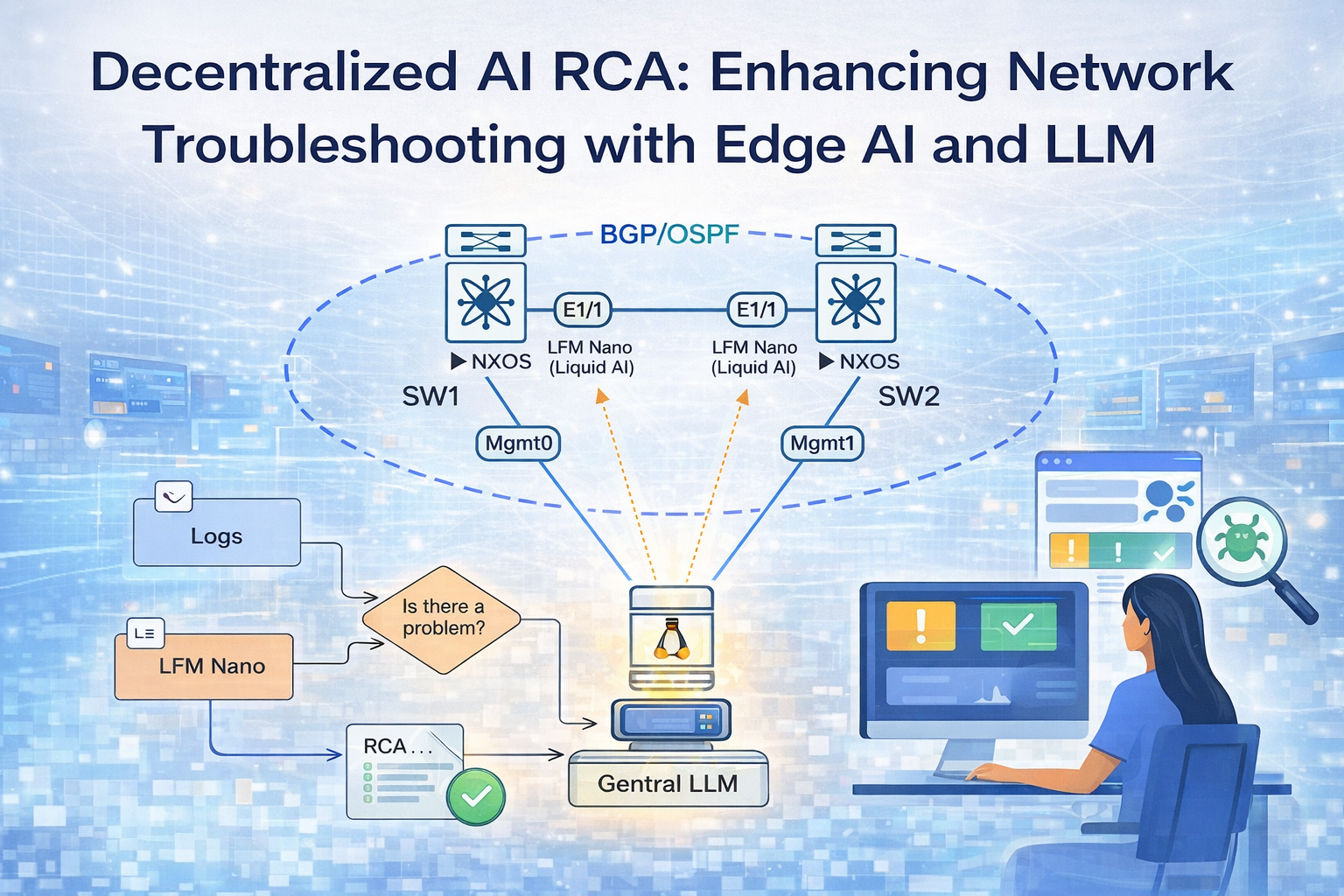 AI at the Edge: Decentralized Two-Tier Network Troubleshooting with Liquid AI LFM-Nano on Cisco NX-OS